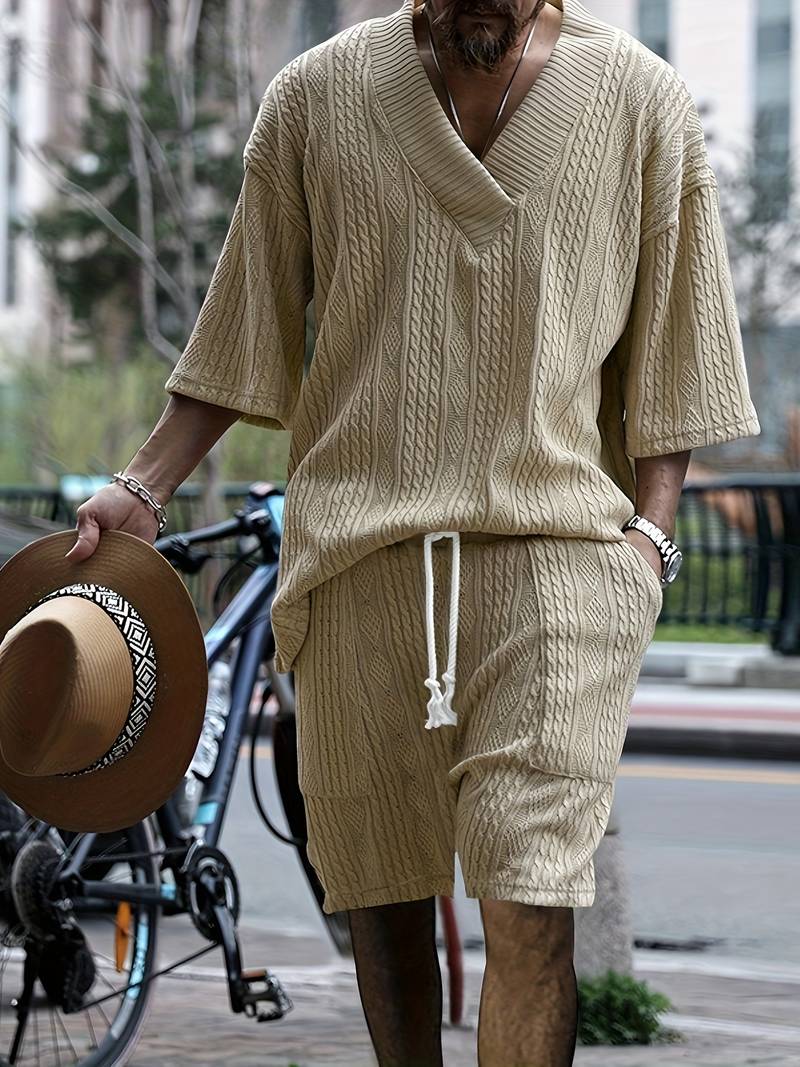 Seanas | Combinaison décontractée en short jacquard pour hommes
