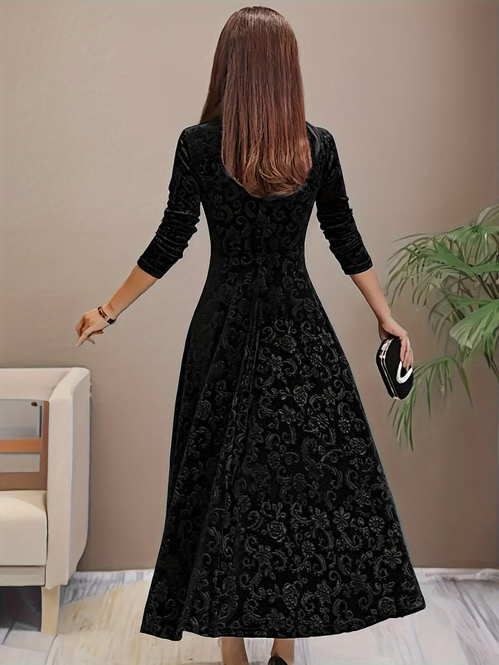 Laenasa | Robe formelle en velours floral pour femmes