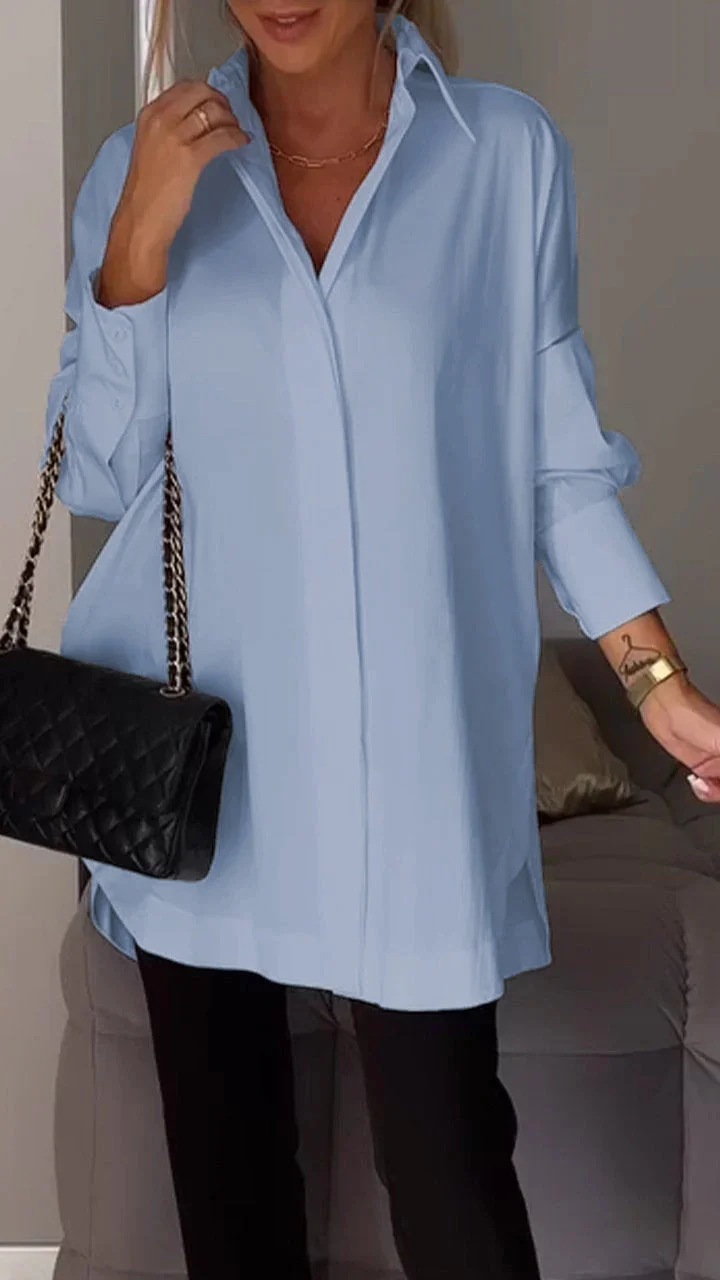 Oonnaxa | Chemise élégante surdimensionnée à manches retroussées