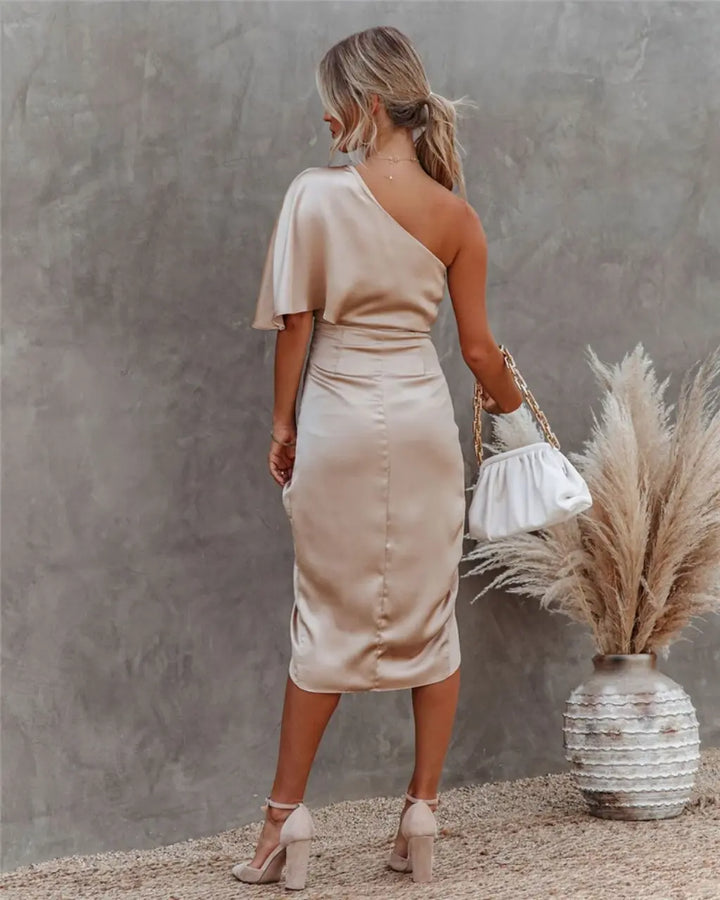 Airana midi asymétrique drapée pour femmes – Cortney