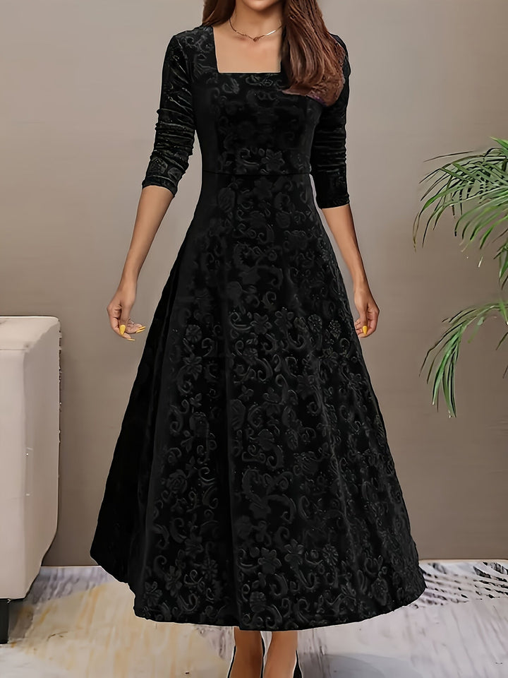 Laenasa | Robe formelle en velours floral pour femmes