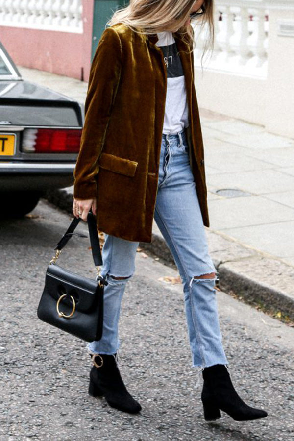Leliara | Blazer en velours style rue
