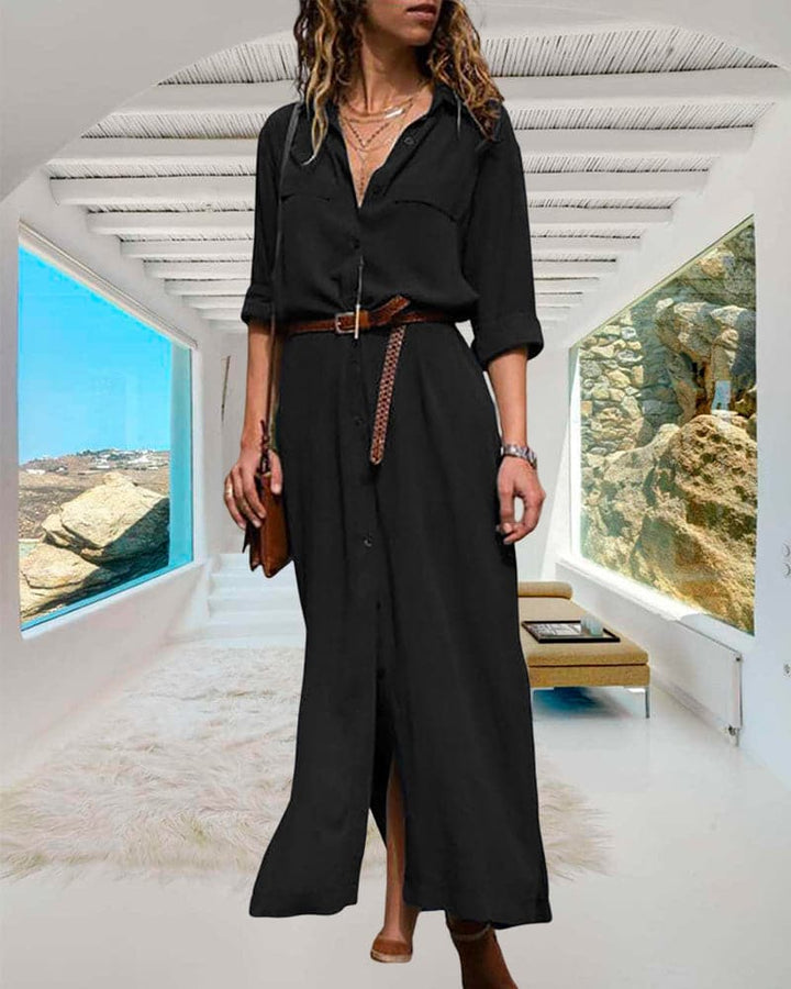 Reriala | Robe longue à manches longues ceinturée pour femmes