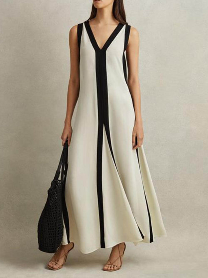 Laarara | Robe Bicolore à Col V Réversible pour Femmes