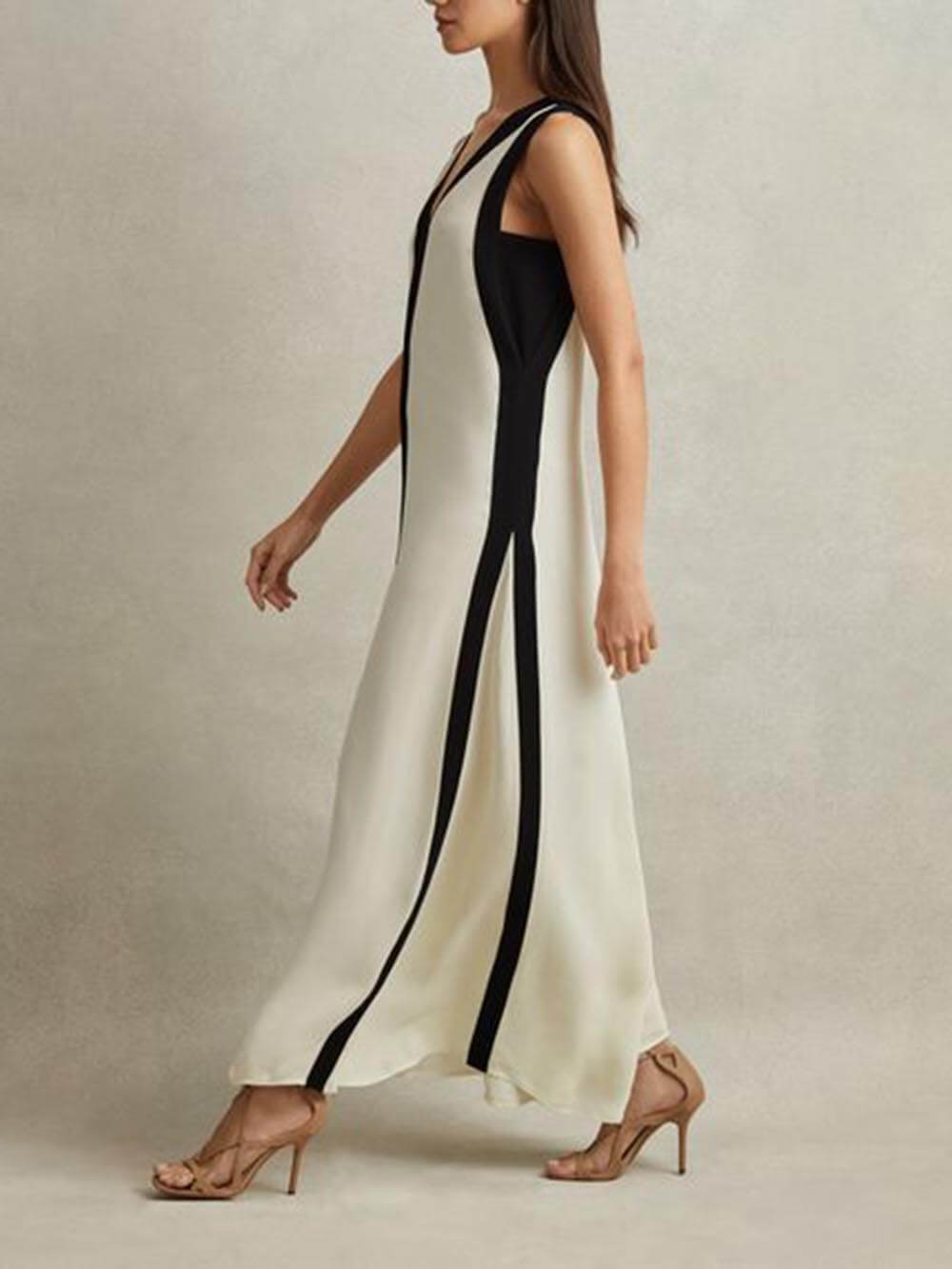 Laarara | Robe Bicolore à Col V Réversible pour Femmes