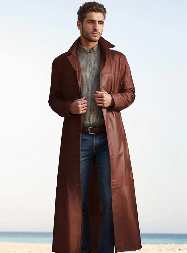 Noinan | Manteau long en cuir homme