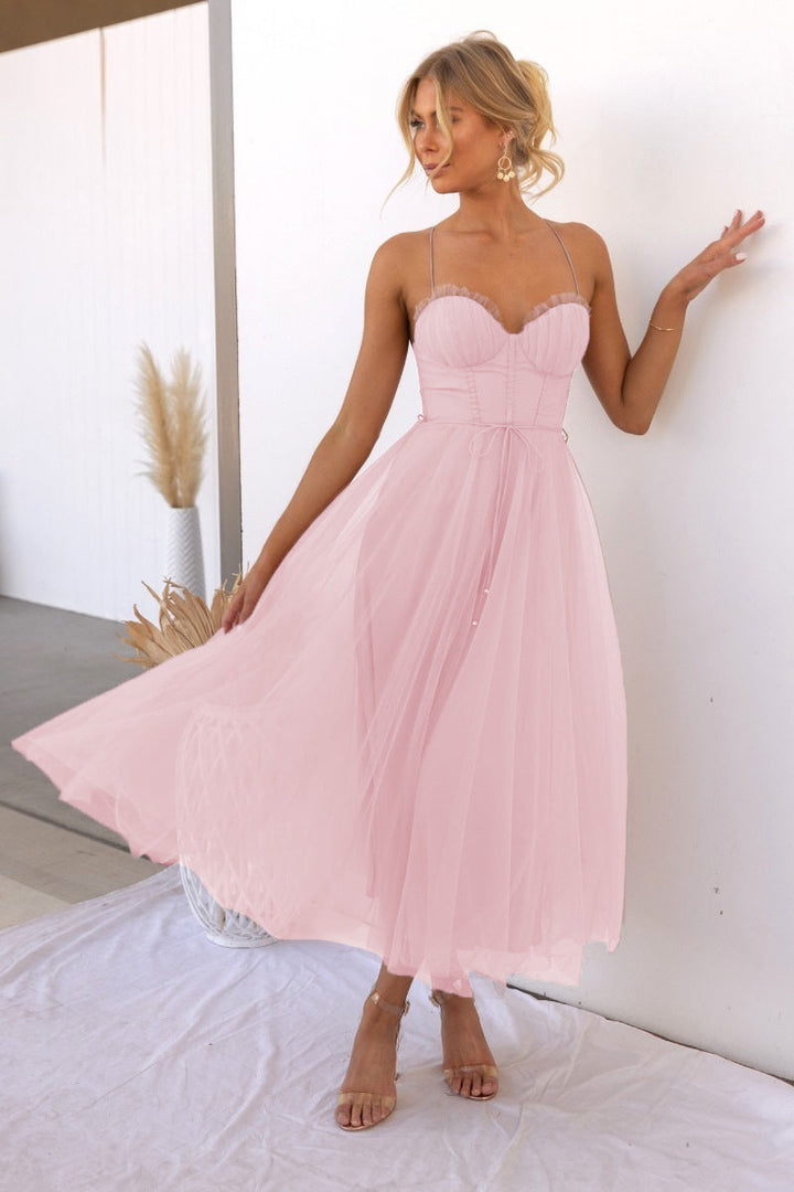 Roinaxa | Moderne Princesse Mousseline Jarretelles Fête Maxi Robe