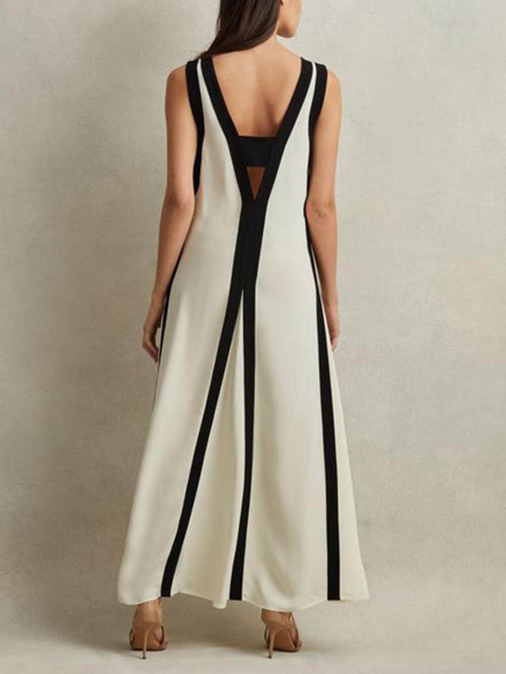 Laarara | Robe Bicolore à Col V Réversible pour Femmes