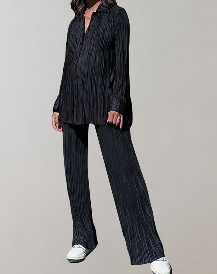 Saellema | Femmes plissées 2 pièces pantalon ensemble