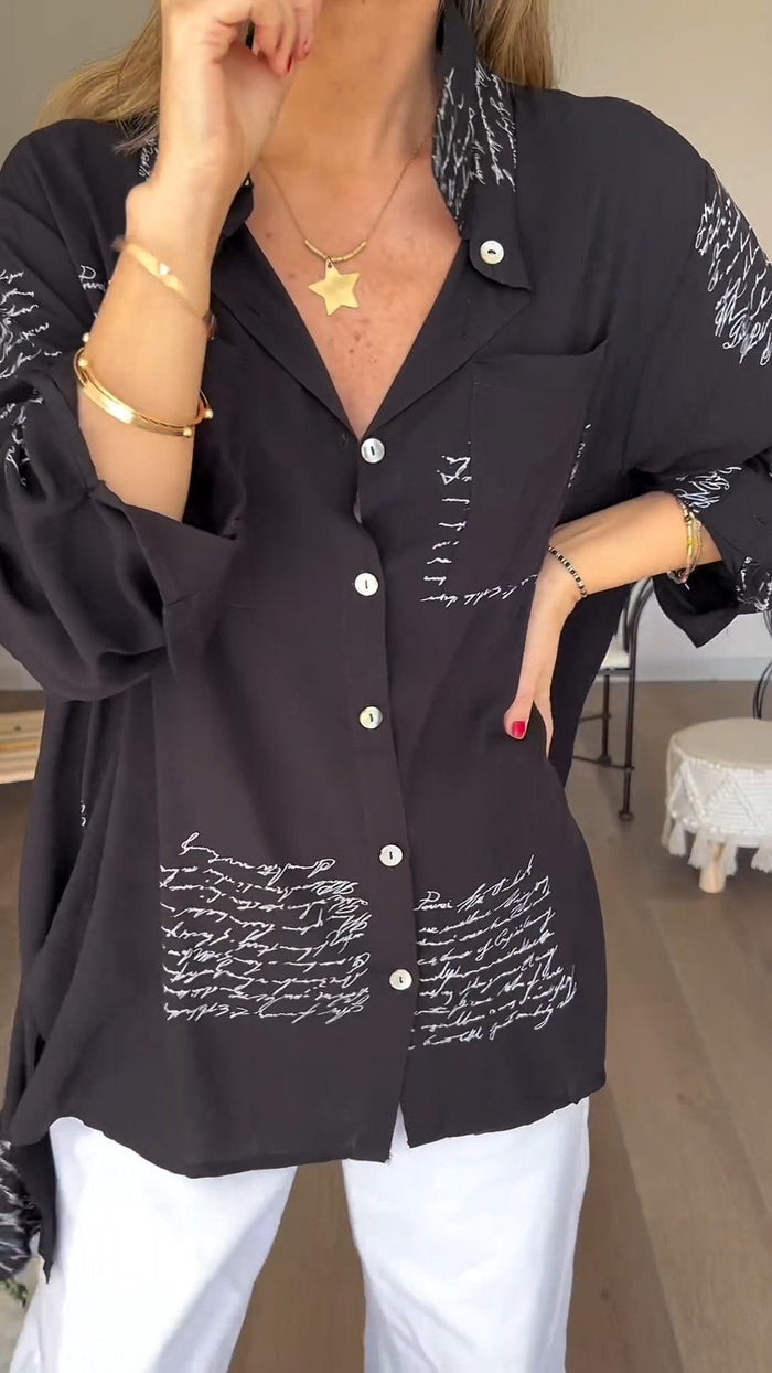 Noarana | Lettre imprimer chemise à revers de mode