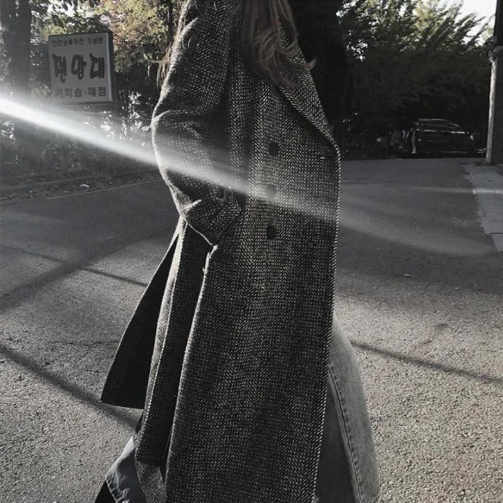 Ouna | Manteau Long En Laine À Carreaux Pour Femmes