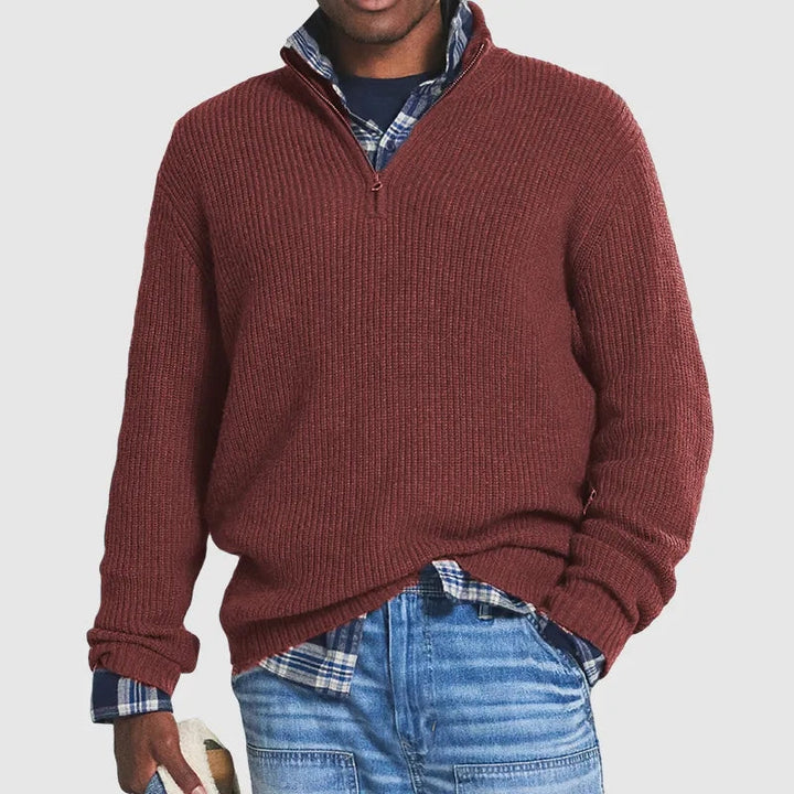Moaras | Pull Décontracté à Col Montant Zippé pour Hommes