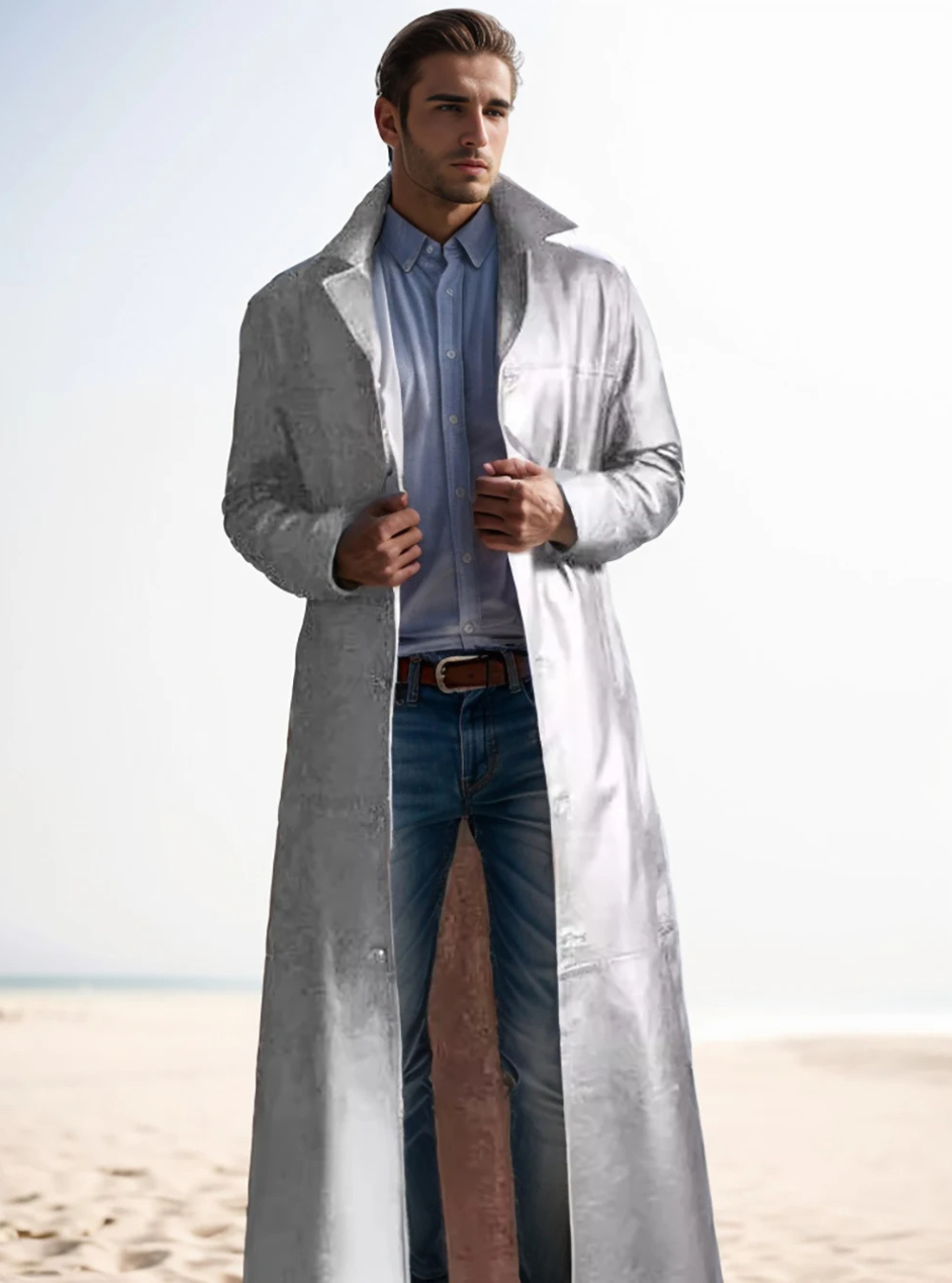 Noinan | Manteau long en cuir homme