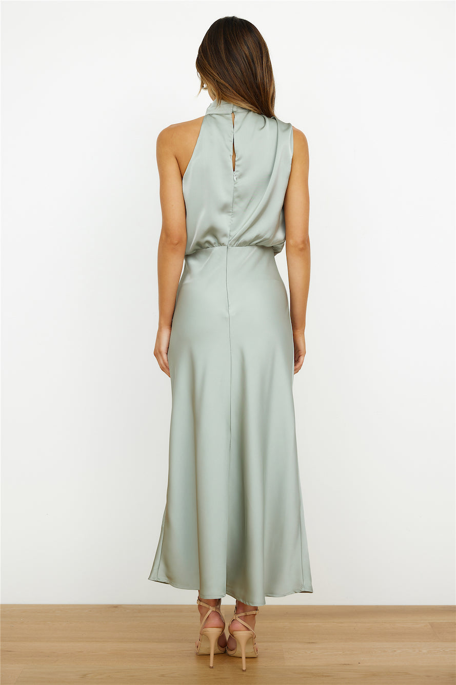 Roosiana | Robe midi élégante avec col rond asymétrique