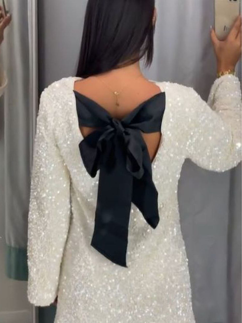 Muonnana | robe à paillettes avec nœud et fermeture à nœud