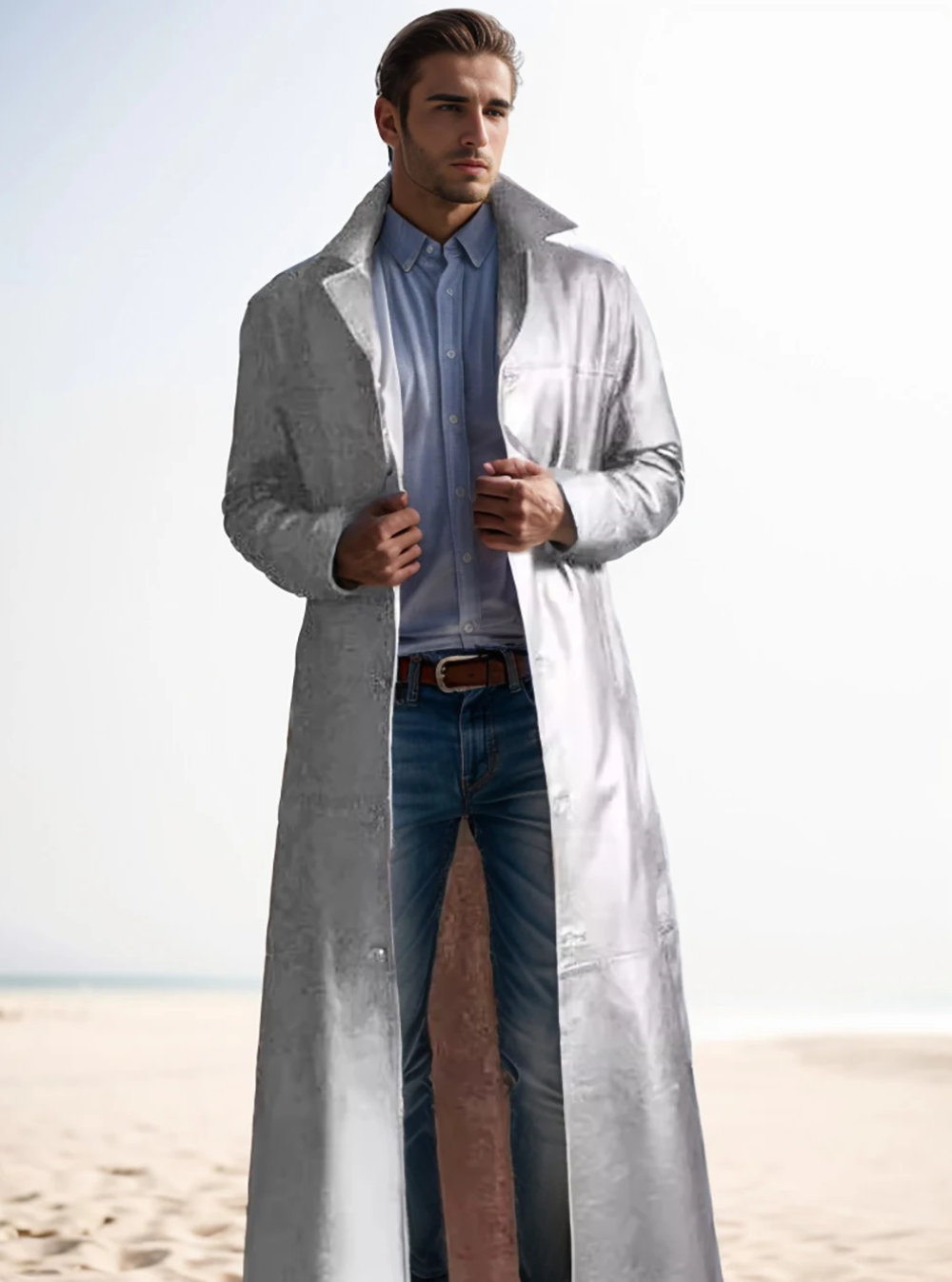 Noinan | Manteau long en cuir homme