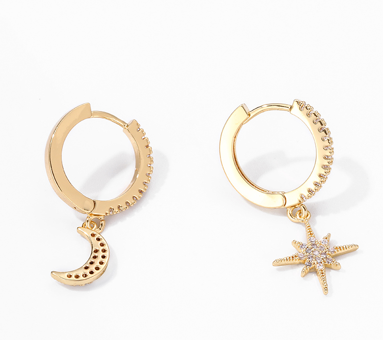 Leenasa | Boucles d'oreilles asymétriques étoile et lune à la mode
