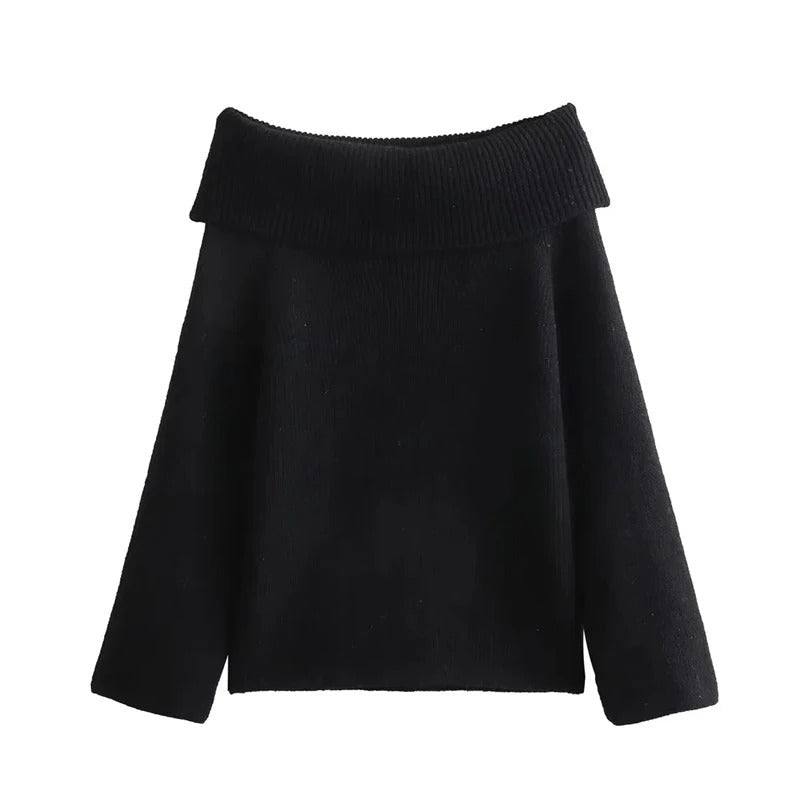 Laellela | Elegant Solid Off Shoulder Sweater for Women