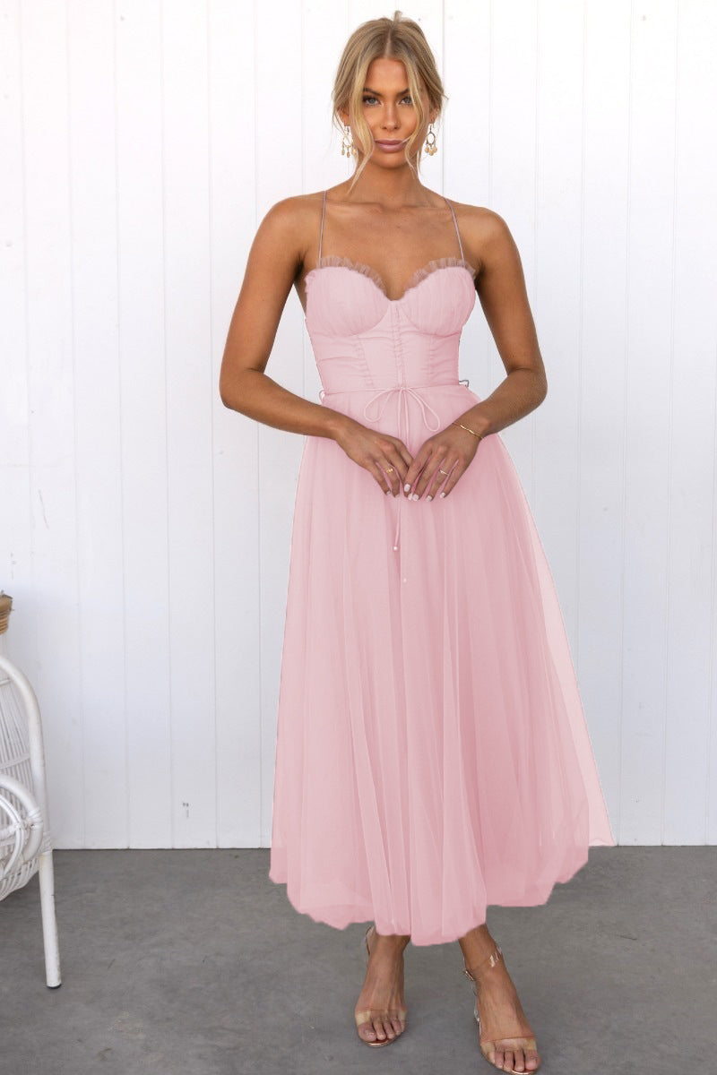 Roinaxa | Moderne Princesse Mousseline Jarretelles Fête Maxi Robe