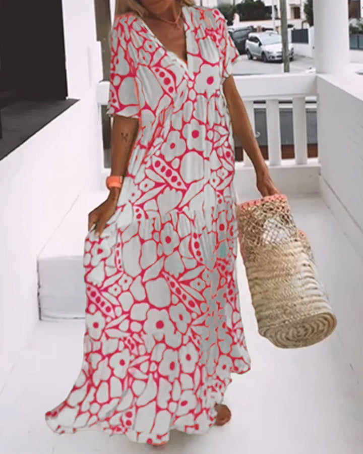 Leeva | Robe décontractée avec décolleté en V et imprimé