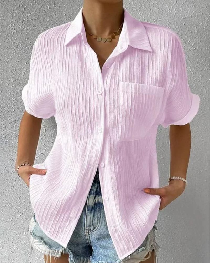 Roarama | Blouse unie à manches courtes avec une poche