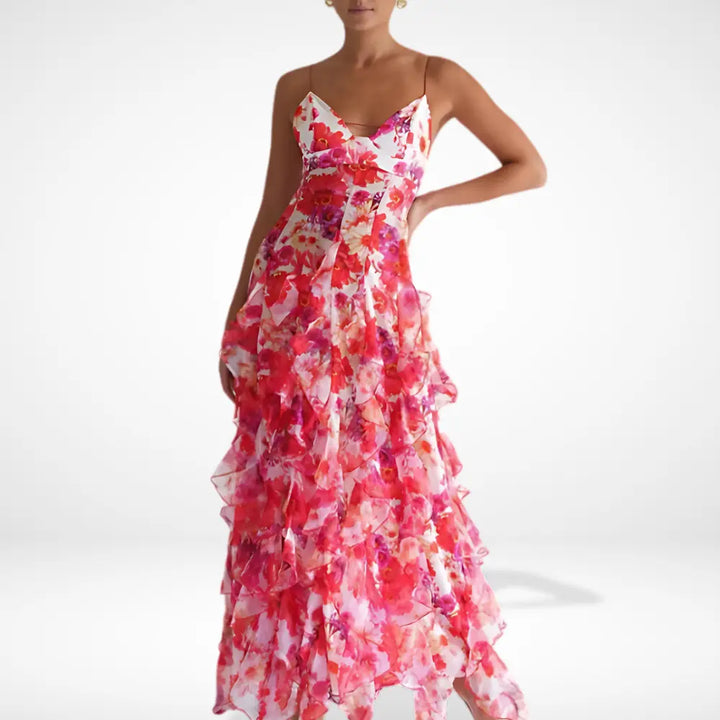 Liunana longue à volants fleuris pour femmes – Lynnette