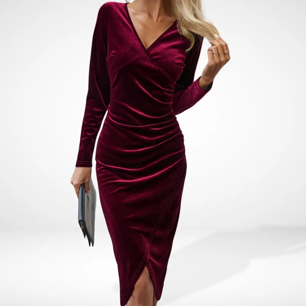 Rilia de soirée drapée croisée Midi pour Femme – Loriy