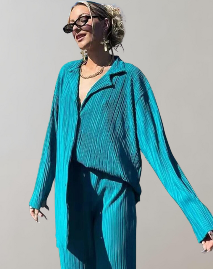 Saellema | Femmes plissées 2 pièces pantalon ensemble