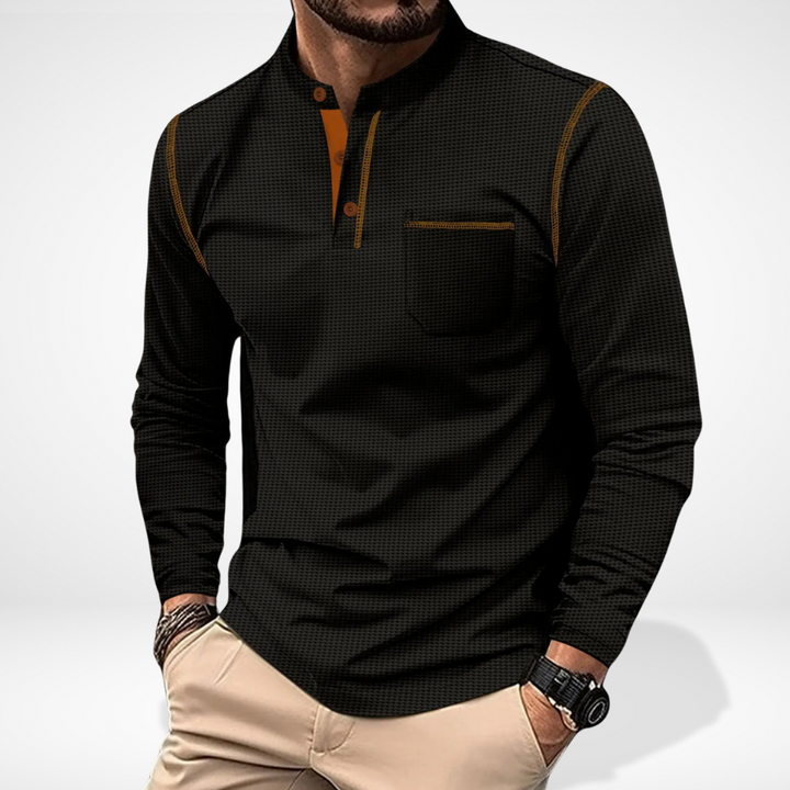 Molian manches longues à col boutonné contrasté pour Homme – Carmello