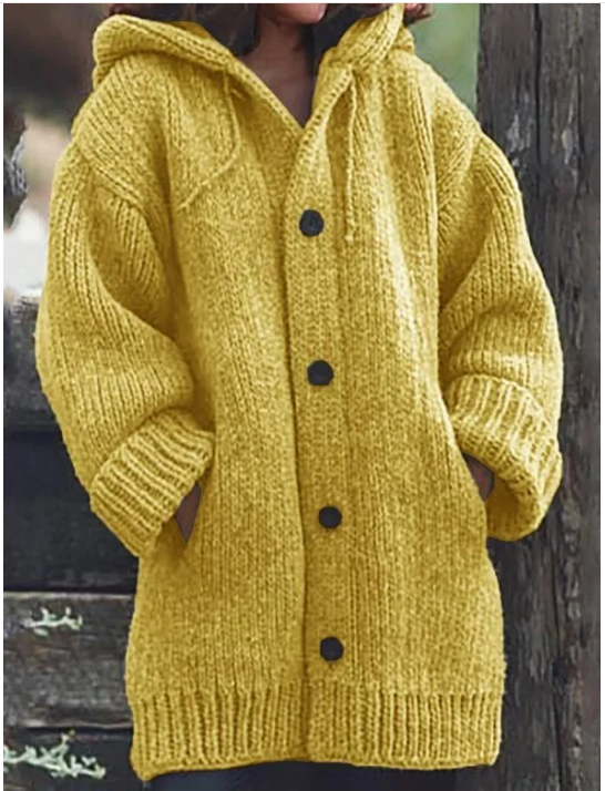 Luosiara | Cardigan tricoté à capuche et à boutons