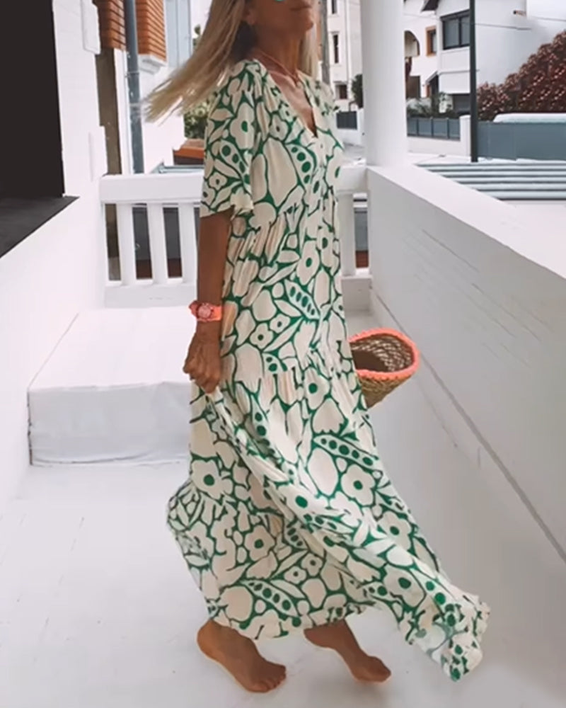 Leeva | Robe décontractée avec décolleté en V et imprimé