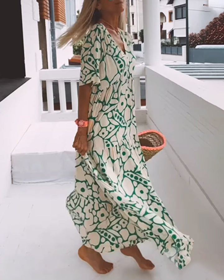 Leeva | Robe décontractée avec décolleté en V et imprimé