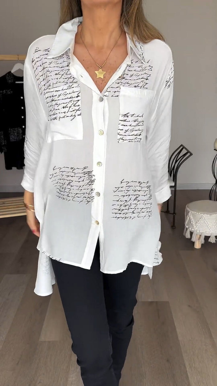 Noarana | Lettre imprimer chemise à revers de mode