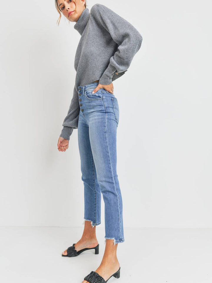 Moorae | Jean taille haute à boutons pour femme