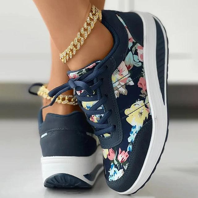Nearraxa | Baskets à la mode avec imprimé floral et semelle rembourrée
