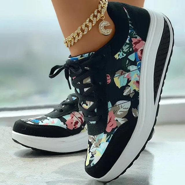 Nearraxa | Baskets à la mode avec imprimé floral et semelle rembourrée
