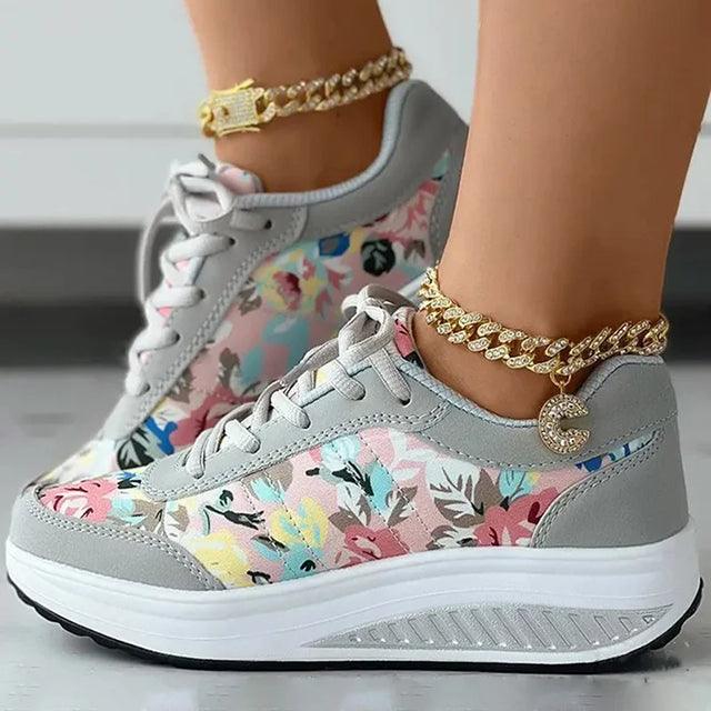 Nearraxa | Baskets à la mode avec imprimé floral et semelle rembourrée