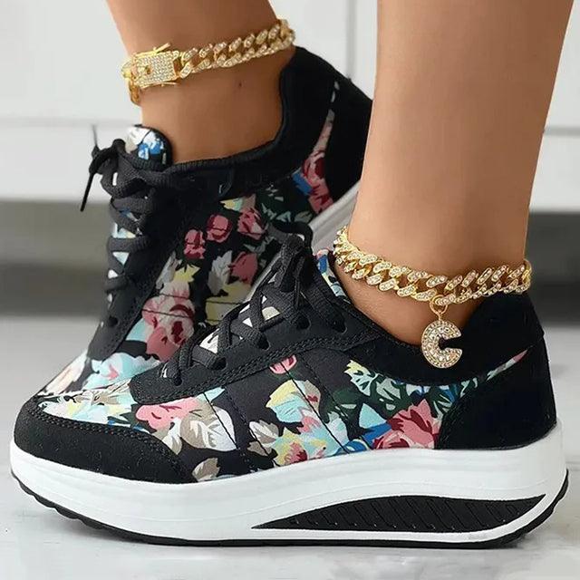 Nearraxa | Baskets à la mode avec imprimé floral et semelle rembourrée
