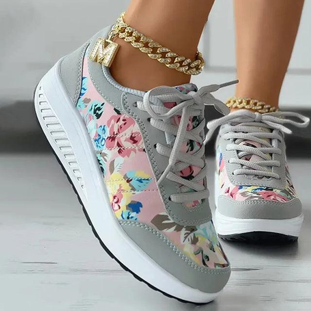 Nearraxa | Baskets à la mode avec imprimé floral et semelle rembourrée