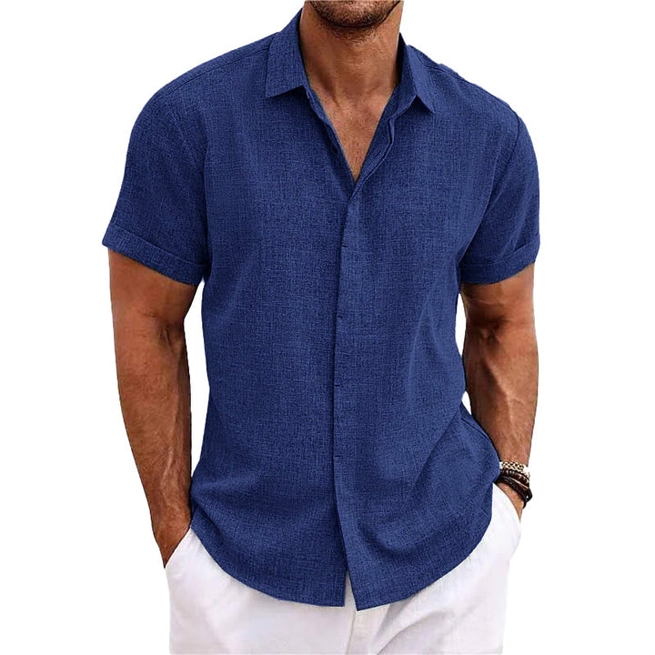 Roenar | Chemise col à revers en lin et coton pour hommes