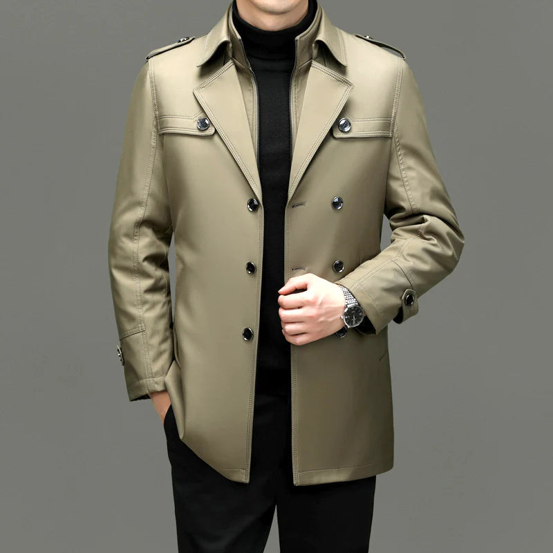 Rianar | Bouton élégant veste longue trench-coat pour hommes