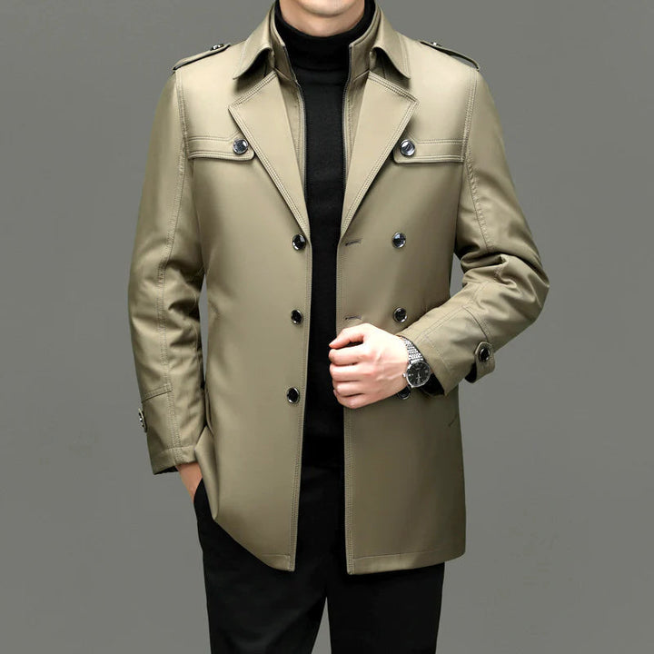 Rianar | Bouton élégant veste longue trench-coat pour hommes