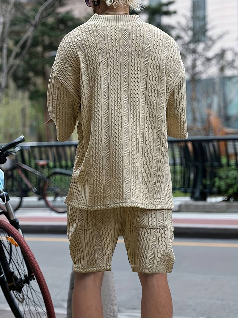 Seanas | Combinaison décontractée en short jacquard pour hommes