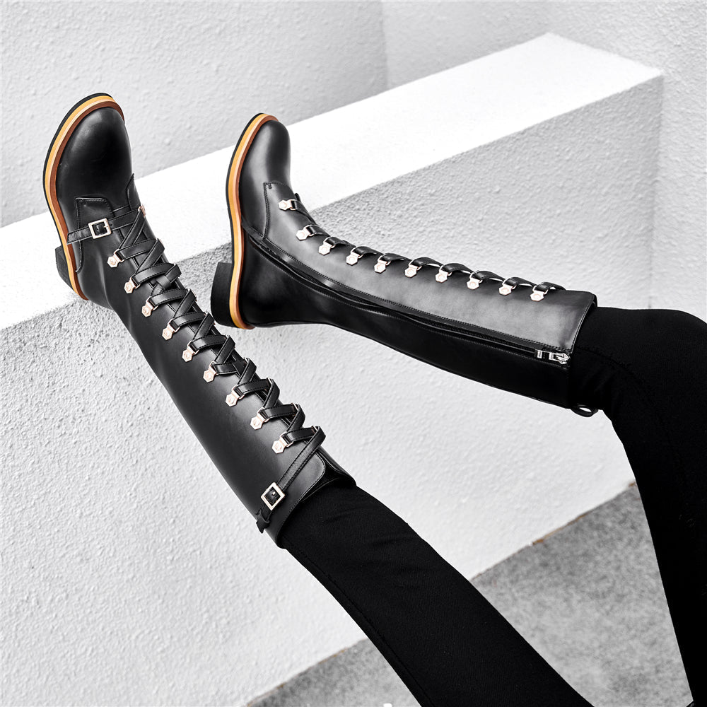 Riirama | Bottes robustes en cuir pour femmes