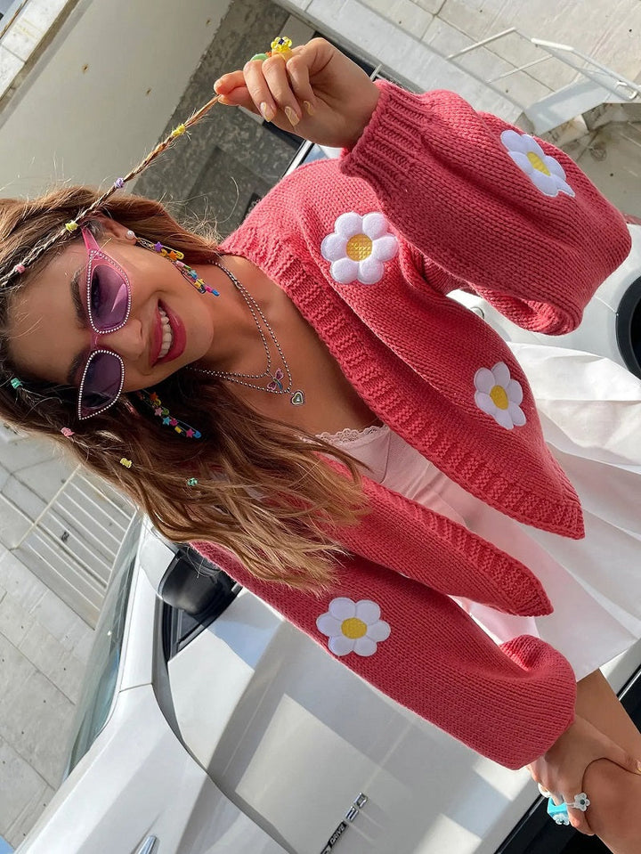 Leosiana | Cardigan en tricot fleuri pour femme