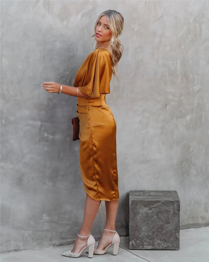Airana midi asymétrique drapée pour femmes – Cortney