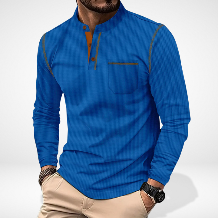 Molian manches longues à col boutonné contrasté pour Homme – Carmello