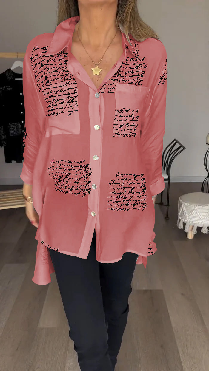 Noarana | Lettre imprimer chemise à revers de mode