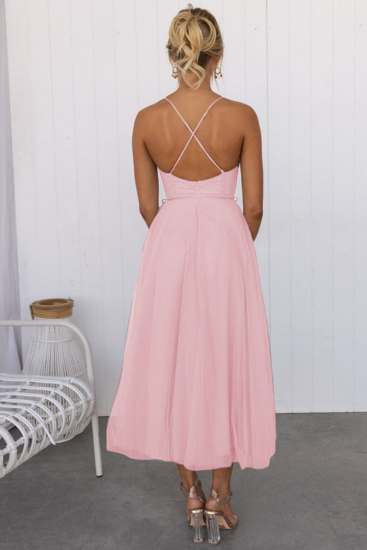 Roinaxa | Moderne Princesse Mousseline Jarretelles Fête Maxi Robe