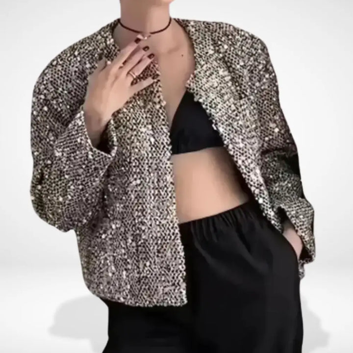 Reunara | Veste mi-saison élégante à paillettes pour Femmes